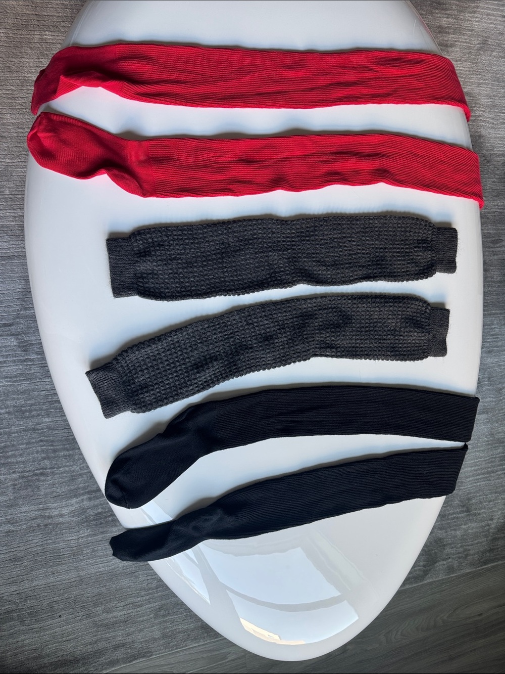 Women’s Ribbed Knee-High Socks - Red, Charcoal & Black